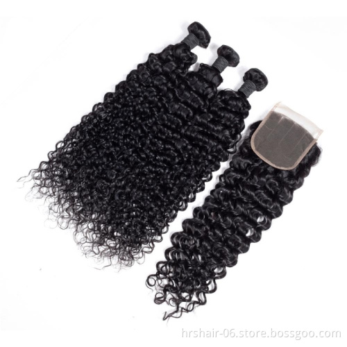 Unprocessed Cuticle Aligned Virgin Human Hair Wholesales Extension Jerry Curly Brazilian Hair Bundles With Closure Vendors